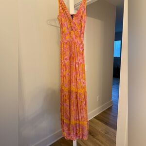 Angie Pink and Yellow Floral Maxi Dress
